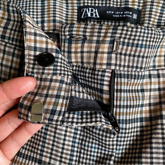 🍂 ZARA BROWN BLACK PLAID CLASSIC TROUSERS! - Picture 9 of 13